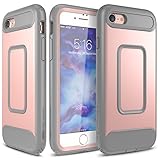 iPhone 8 Case, iPhone 7 Case, YOUMAKER Heavy Duty Protection Shockproof Slim Belt Clip Holster Case Cover for New Apple iPhone 8 4.7 inch 2017/ iPhone 7 with Built-in Screen Protector (Rose Gold/Gray)