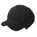 Comhats 100% Merino Wool Newsboy Cap Winter Hat Black Beret with Visor Cold Weather Knit Cap Black