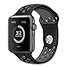 Gersymi Tech Sport Silicone Replacement Strap Band with Adjustable Buckle and Quick Release for Apple Series 2 iWatch - Large - Black / Gray