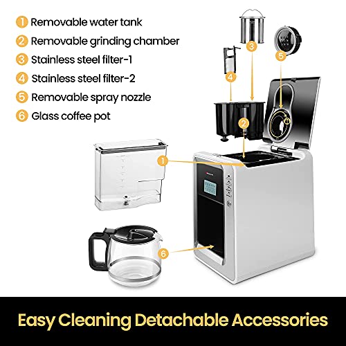 HAUSWIRT K6 Automatic Grind and Brew Coffee Maker, 6 Cup Drip Coffee