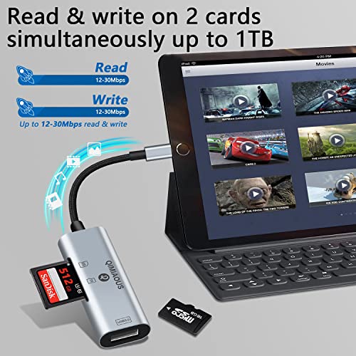 [Apple MFi Certified] SD Card Reader for iPhone iPad, QIMIAOUS 3in1