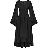 Scarlet Darkness Women Renaissance Costume Split Bell Sleeve Double Layered High Low Dress