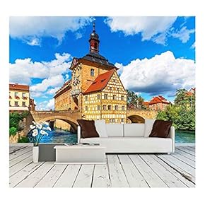 Scenic Summer View of The Old Town Architecture with City Hall Building in Bamberg, Germany - Removable Wall Mural | Self-Adhesive Large Wallpaper - 66x96 inches