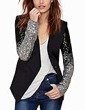 HaoDuoYi Womens Business Contrast Colour Sequin Jacket Blazer