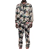 G-Style USA Men's Full Zip Jacket Sweatpants Casual G Striped Tiger Track Suit ST569 - Black - X-Large