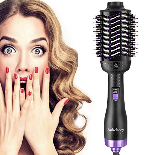 Aokebeey Hair Dryer Brush, 5 in 1 Multifunctional Hot Air Styler Brush, One-Step Hair Dryer & Volumizer Hair Brush Dryer, Professional Hair Round Brush Blow Dryer Brush for All Hair Types