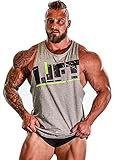 Moge Men's Letter Printed Workot Fitness Gym Tank Top (M, Gray)
