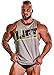 Moge Men's Letter Printed Workot Fitness Gym Tank Top (M, Gray)