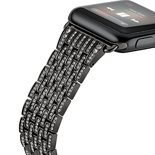 Elobeth for Apple Watch Band, Stainless Steel Luxury Crystal Alloy