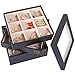 Valdler 4 Stackable Jewelry Organizer Tray with Clear Glass Lid Showcase Display Storage Perfect Mother's Day Gifts
