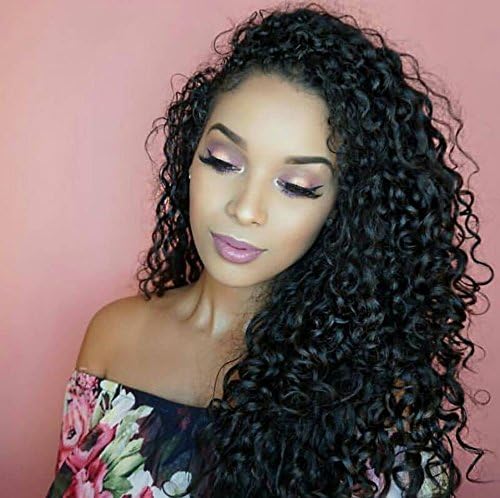 360 Lace Frontal Wigs Deep Curly 150% Density Human Hair Wigs for Black Women with Baby Hair Natural Color 12 inch