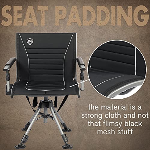 EVER ADVANCED 360° Silent Swivel Hunting Chair for Blinds, Adjustable