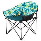 KingCamp Moon Saucer Leisure Heavy Duty Steel Camping Chair Padded Seat (Grey with Cup Holder and Cooler Bag)
