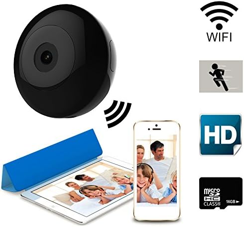 Eleshroom Mini Wifi Camera, Home Security &amp; Surveillance System HD IP Camera Baby Monitor Pet Nanny Camera Video Recorder w/ 16G TF Card, Support Night Vision and Motion Detection, Black