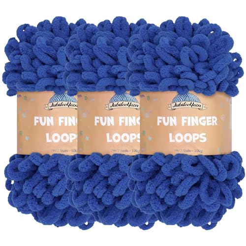 JubileeYarn Fun Fingerschlaufengarn – Jumbo-Polyester – 100 g/Knäuel – Türkisches Meer – 3 Knäuel