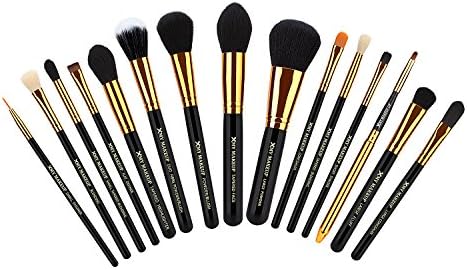 XMY Makeup Brushes Professional 15 Pcs Makeup Brushes Set Powder Foundation Eyeshadow Eyeliner Lip Brush Tool Black and Gold
