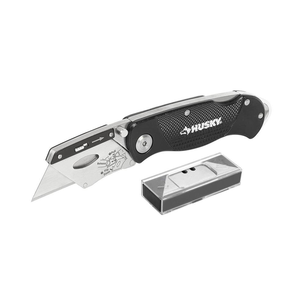Husky 21113 Folding SureGrip Lock Back Utility Knife w/ 10 Disposable
