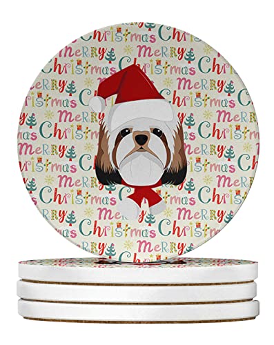 Caroline's Treasures Shih Tzu Merry Christmas Large Sandstone Coasters Pack of…