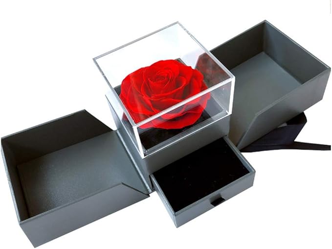 Forever Blossom Handmade Preserved Rose Jewelry Gift Box Never Withered Roses Upscale Immortal Flowers Eternal Life Flowers For Love Ones Gifts For Women Mom Girlfriend Red Home Kitchen Amazon Com