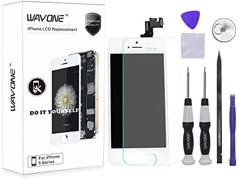 iPhone 5S LCD Display Screen Replacement Touch Digitizer Full Assembly for iPhone 5S with Preassembled Components (Facing Proximity Sensor, Ear Piece, Front Camera) and Repair Tools WAYONE