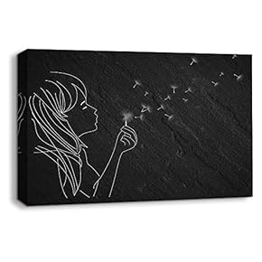 Canvas Wall Art Sports Abstract Black Painting Artwork for Home Prints Framed - 12x18 inches