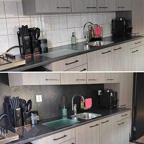 Miscasa Herringbone Kitchen Backsplash Peel and Stick Tile, Black