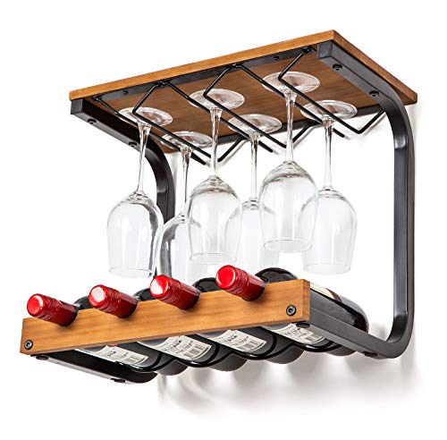 image for Soduku Wine Rack Wall Mounted Handmade Metal & Wood Wine Countertop Ra