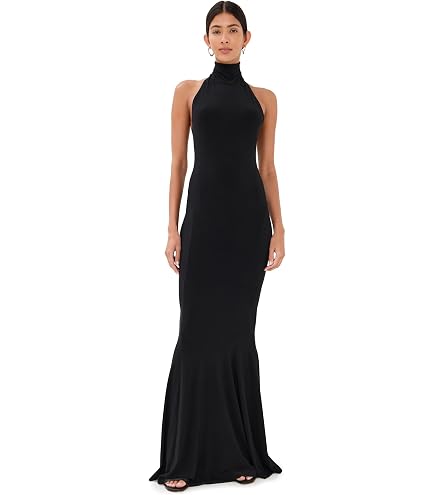 ronny kobo kait ruffled halter maxi dress Katia Dress, Black,S at Amazon Women's Clothing store luxury evening fashion