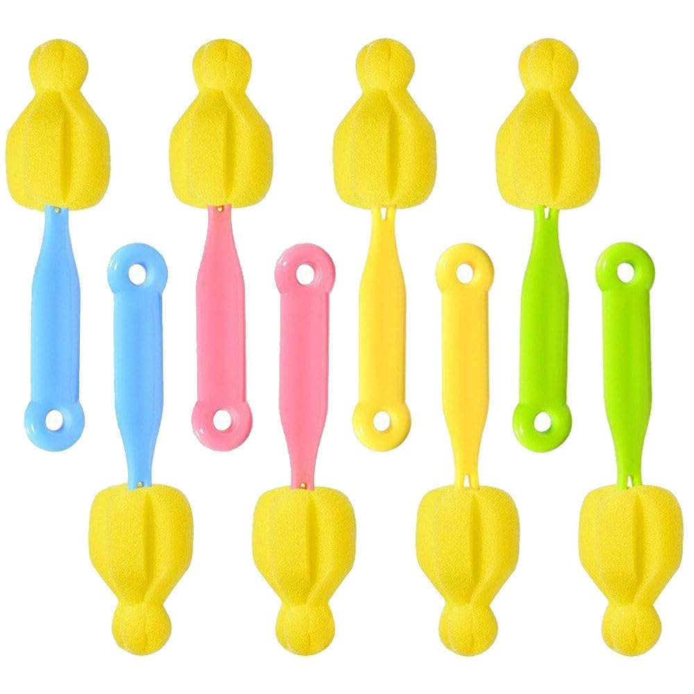 ESJNNK 哺乳瓶乳首ブラシ 8個セット ニップルクリーニングツール スポンジおしゃぶりブラシ びんの乳首洗い ボトルクリーナーブラシ 広口径 強力な吸水力 高密度スポンジ 汎用おしゃぶり ボトルク 哺乳瓶洗浄ブラシ の商品画像