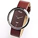 Dalas Coffee Leather Transparent Dial Fashion Lady Girl Wrist Quartz Watch Gift WAA032