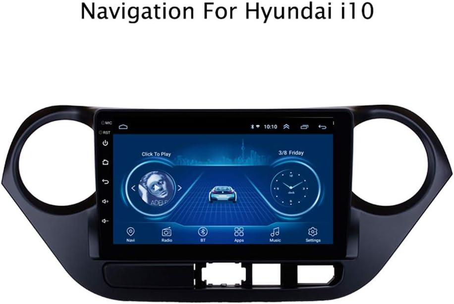 ZhiQin Android 8.1 Car GPS Navigation Multimedia Radio 9" LCD Touch-Screen for Navigation for Hyundai i10 2013-2016, Support CD DVD Player, Bluetooth Steering Wheel Control