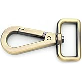 CRAFTMEMORE 2pcs Extra-Thick Lobster Clasps Swivel Snap Hook Strong Metal Push Gate Clip Purse Hardware SC91 (1 1/4 Inches, Brushed Brass)