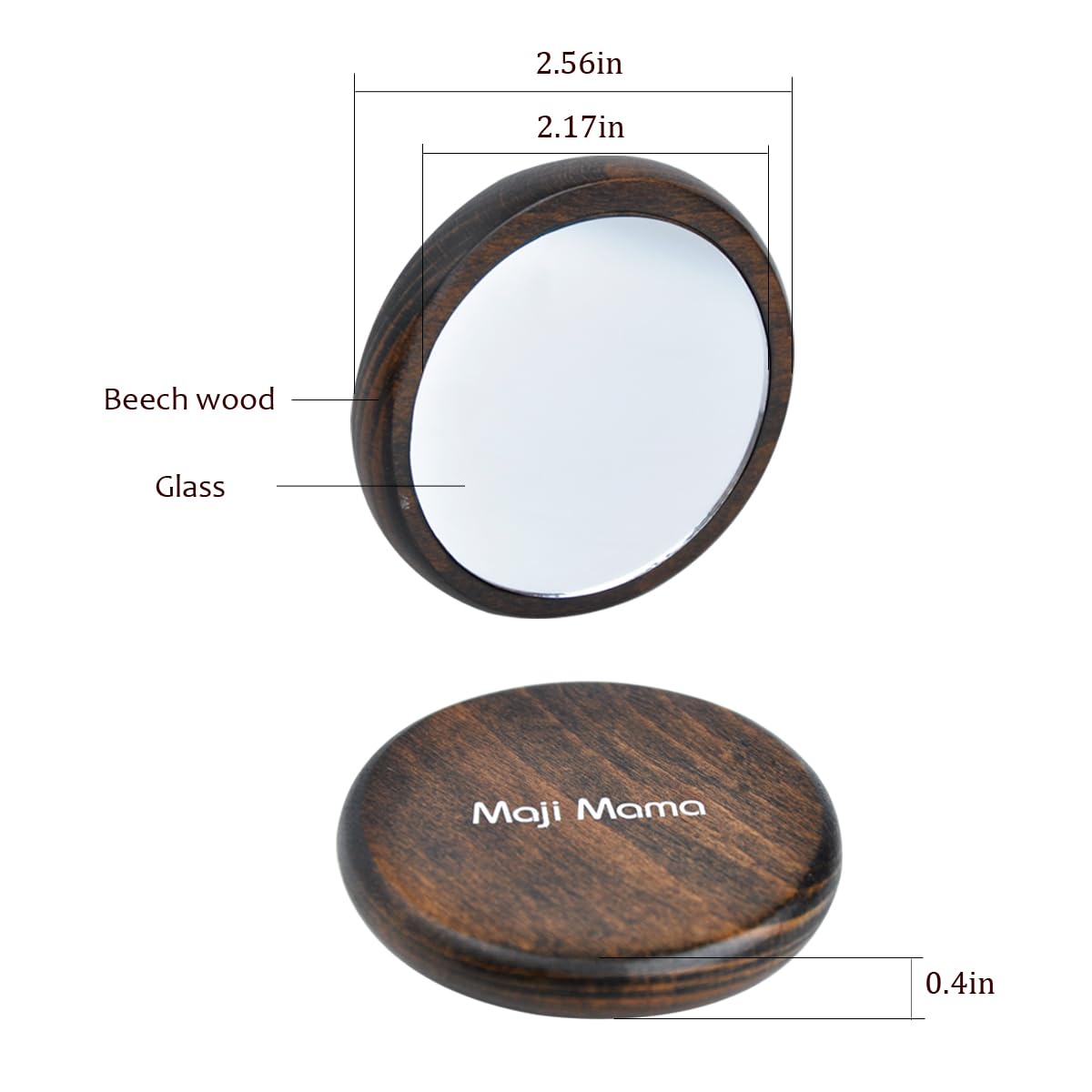 Handmade Oval Wooden Hair Brush Mini Cosmetic Mirror Set,Mini Travel Portable Hairbrush with Bamboo Pins/Boar Bristles (Bamboo Pins)