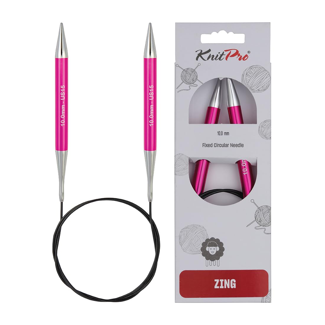 KnitPro Zing Fixed Circular Needles 40" (100cm) | Size 10.00mm