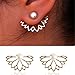 QHiYan 10 Pairs Ear Jacket Stud Lotus Flower Earrings Simple Chic Earring Set for Women and Girls