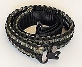 Ten Point Gear Extra Wide Gun Sling Paracord 550 Adjustable w/Swivels (Multiple Color Options) (Black & Dark Green Camo)