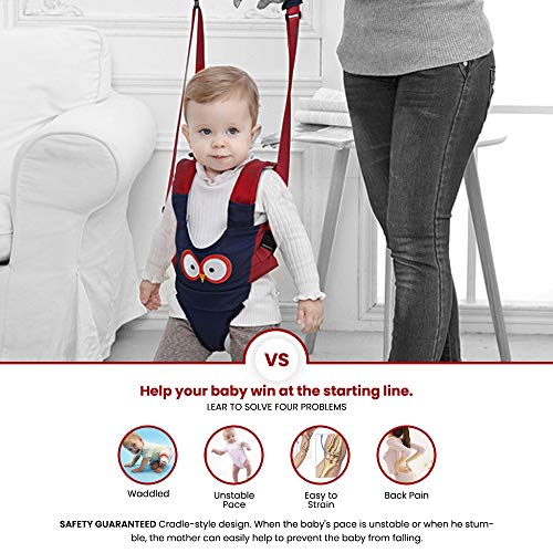 Baby Harness for Walking - Handheld Kids Walker Helper - Toddler Walking Assistant Belt - Infant Walking Wings - Child Learning Walk Support Assist Trainer Tool - for 7-24 Month Old (Blue)