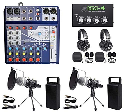 2 Person Podcasting Podcast Kit Soundcraft Mixer+Headphones+Mic+Stand (Best Usb Mixer For Podcasting)