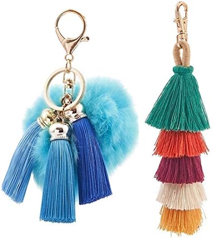 Tassels Pom Poms Keychain, Bohemian Handbag Bags Pendant Key Chain Rings