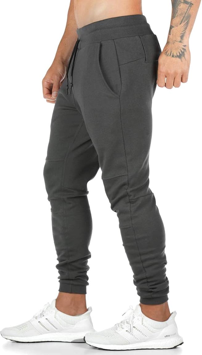 MANSDOUR Mens Gym Pants Workout Running Athletic Joggers Slim Fit Sport Track Pants with Zipper