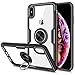 Vofolen Clear Armor for iPhone Xs Max Case Ring Holder Kickstand 360 Rotational Clip Holster Flexible Rubber Bumper Slim Transparent Hard Protective Back Cover for iPhone Xs Max 10S Max (Black)