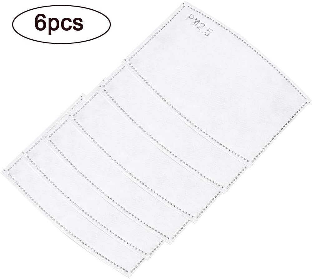 6Pcs PM2.5 Activated Carbon Filter, 5 Layers Replaceable Anti Haze Filters, Protective Mouth Filter for Outdoor