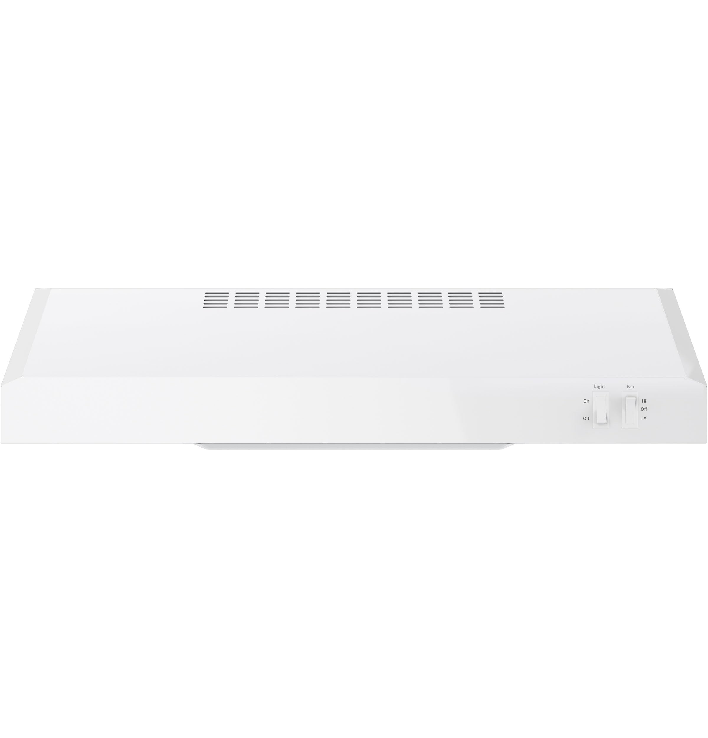 GE 24in. Under Cabinet Range Hood, convertible Duct, 2 Speed Exhaust Fan, Front Control and Reusable Filter, White