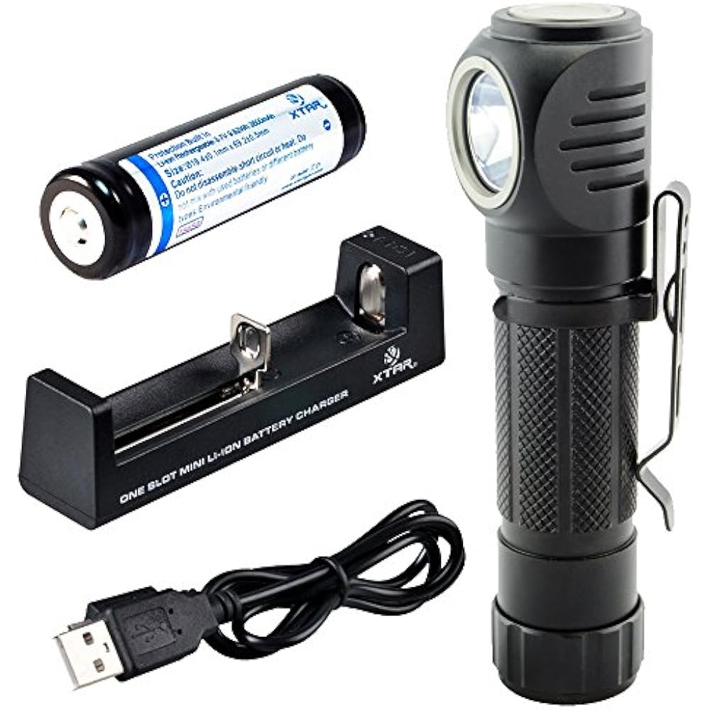 Right Angle Head Flashlight 1050 Lumen MOLLE Pocket Clip