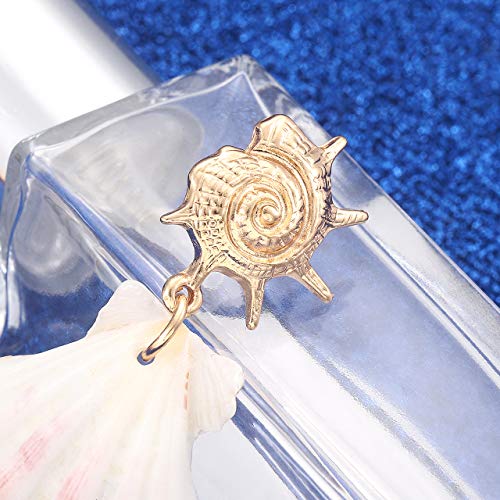 MOLOCH Shell Earrings for Women Natural Conch Shell Earrings Octagon Freshwater Pearl Drop Earring Beach Earrings Jewelry (Scallop)