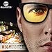Night Driving Glasses - Semi Polarized Yellow Tint Anti Glare HD Lens Clear Vision - Unbreakable Metal Frame with Car Clip Holder - Knight Visor… (Black Yellow Lens)