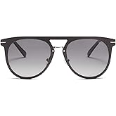 TUMI - 011 Unisex Polarized Gradient Aviator Sunglasses - Stylish Sunglasses for Men & Women - UV Protection Eyewear - 55mm - Black/Grey