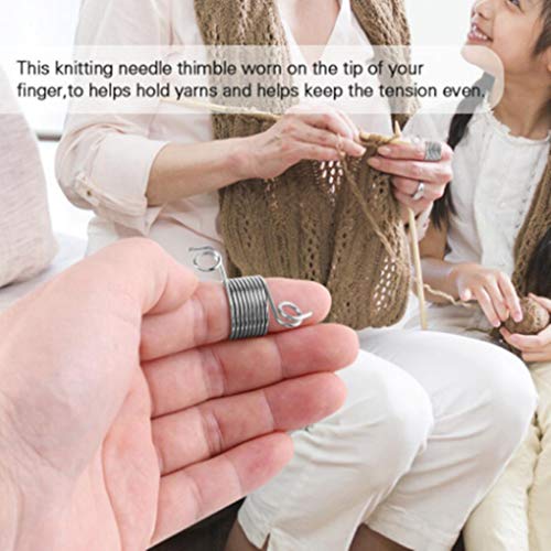 4 Piece Knitting Thimble 2 Size Metal Yarn Guide Knitting Thimble for Knitting Crafts Accessories Tool Thimble Finger Ring（17MM,19MM） - Thumbnail 6