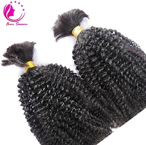 Afro Kinky Curly Virign Mongolian Bulk Human Hair For Braiding 100% Unprocessed Human Braiding Hair Bulk No Weft Natural Color 18Inch