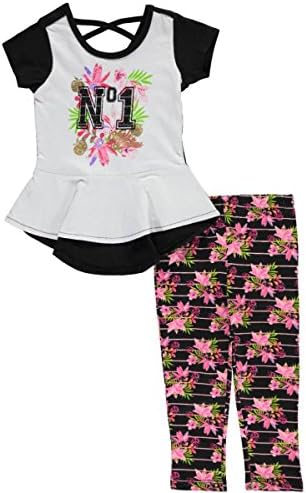 Apple Bottoms Baby Girls' "No. 1" 2-Piece Outfit - white/black, 12 months